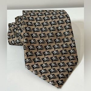 Official Disney Pirates of the Carribean Brown Tie with Skull Flag Pattern
